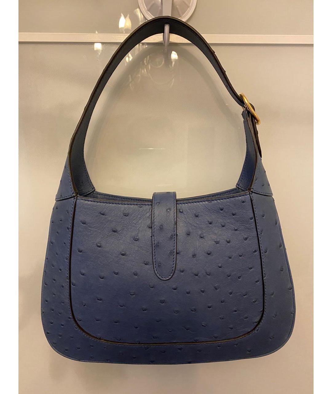 GUCCI Синяя сумка через плечо из экзотической кожи, фото 3