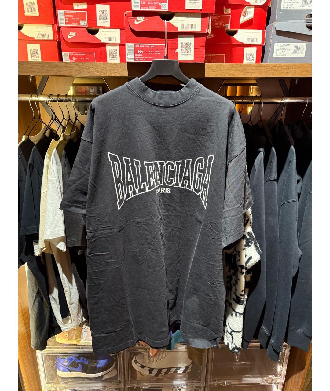 BALENCIAGA Черная хлопко-полиэстеровая футболка, фото 2