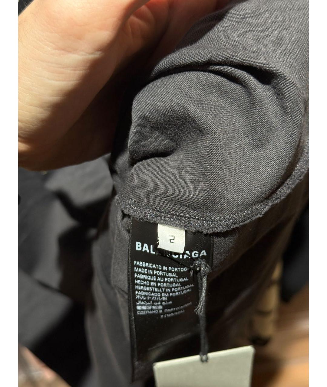 BALENCIAGA Черная хлопко-полиэстеровая футболка, фото 5