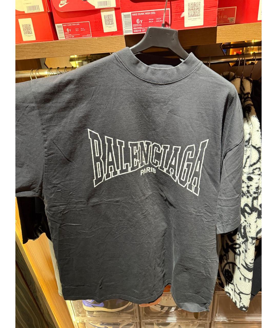 BALENCIAGA Черная хлопко-полиэстеровая футболка, фото 3