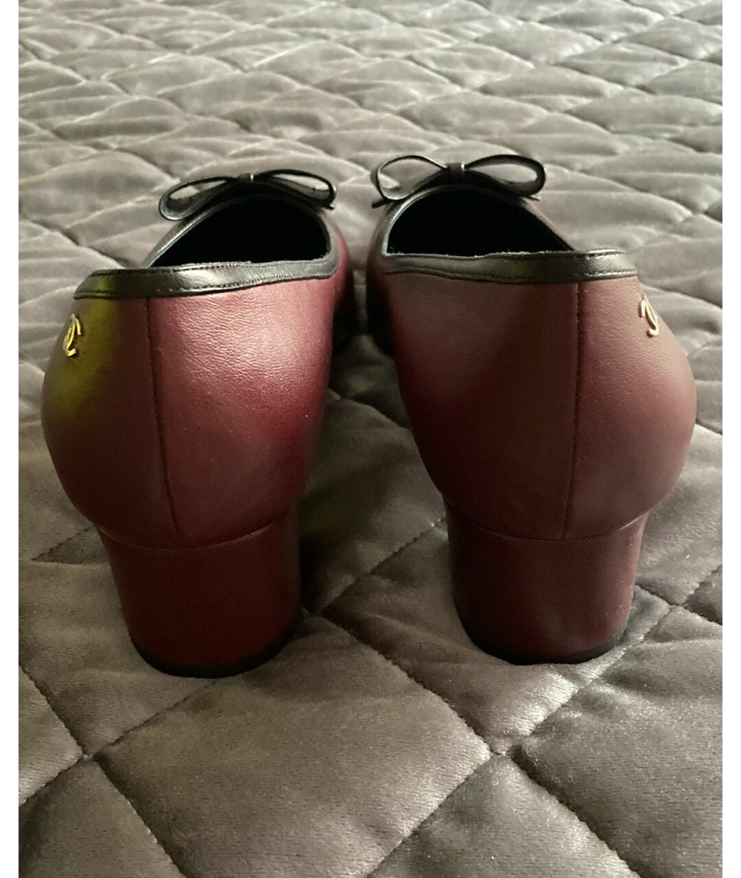 CHANEL PRE-OWNED Бордовые кожаные туфли, фото 4