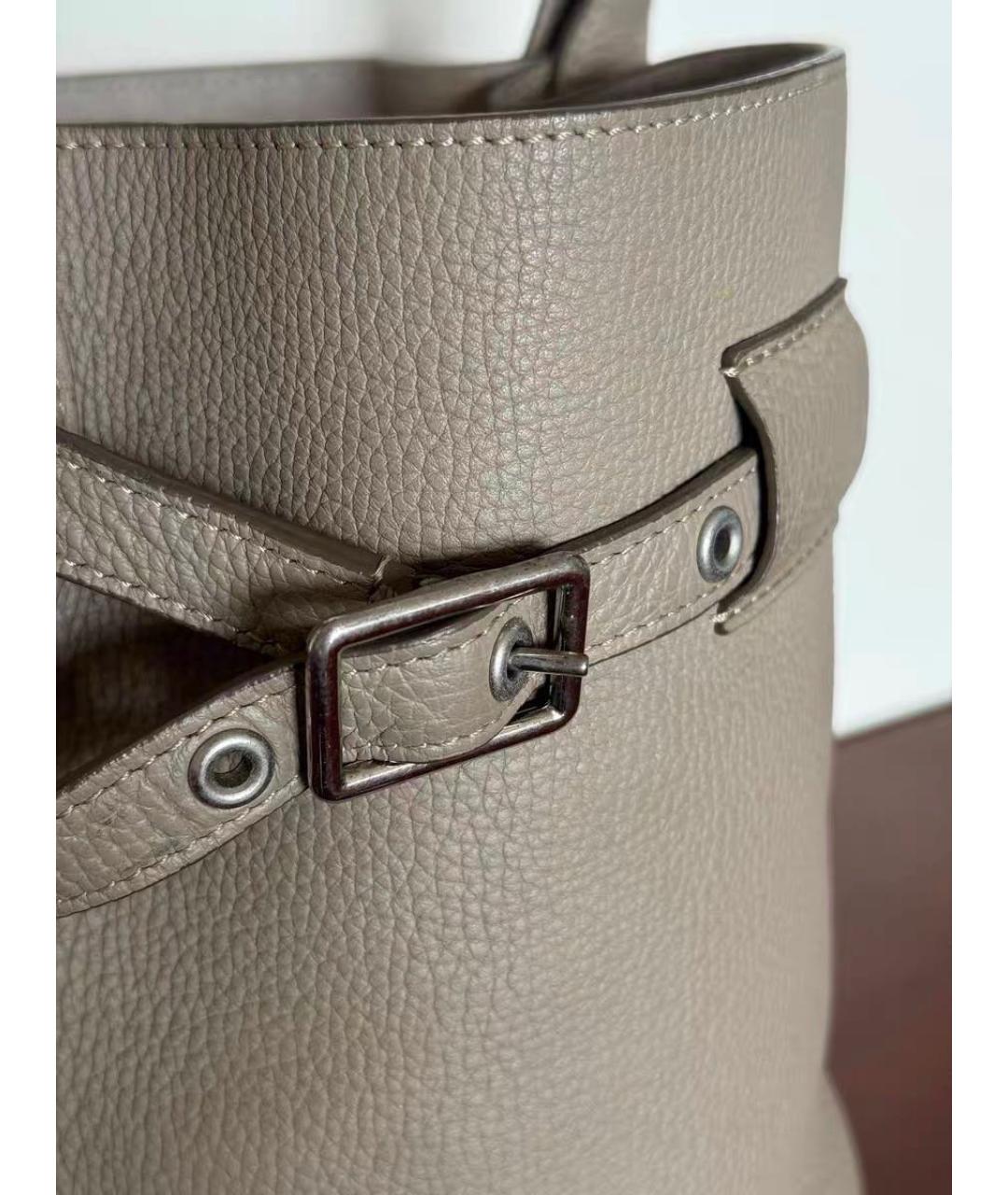 CELINE Бежевая кожаная сумка с короткими ручками, фото 7