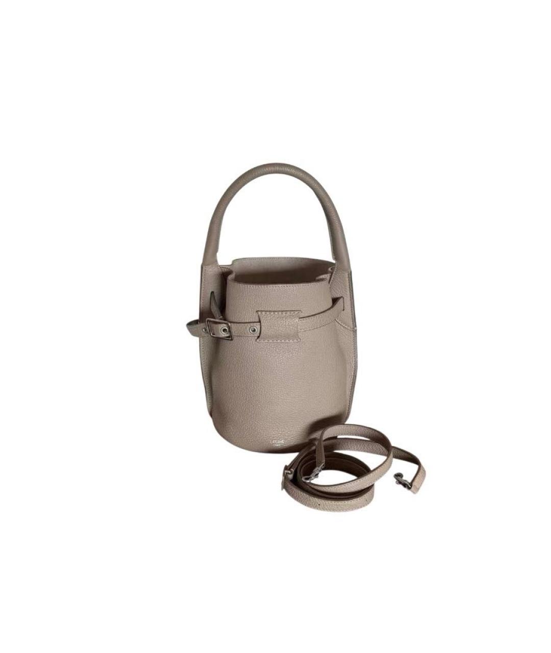 CELINE Бежевая кожаная сумка с короткими ручками, фото 9