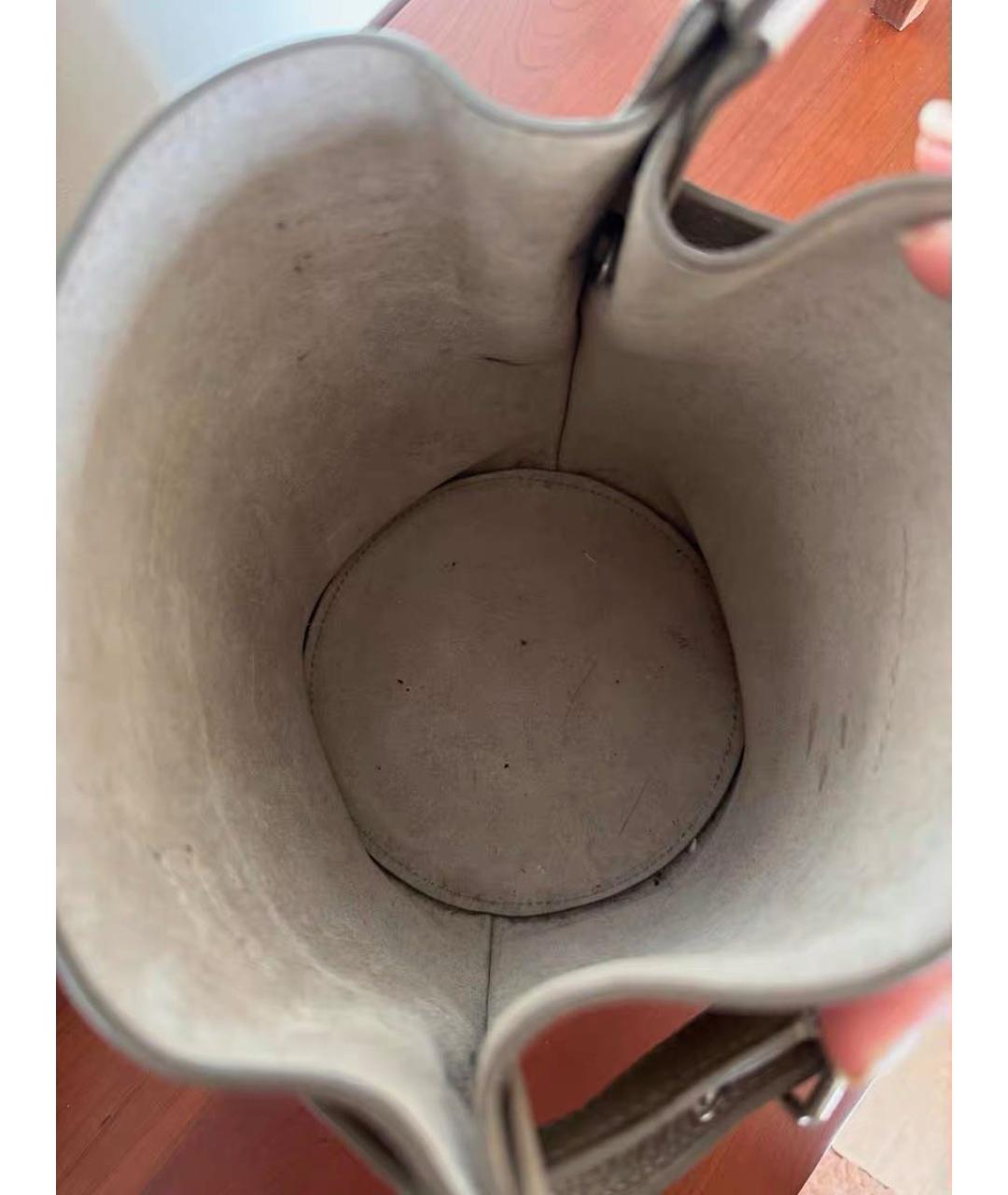 CELINE Бежевая кожаная сумка с короткими ручками, фото 4