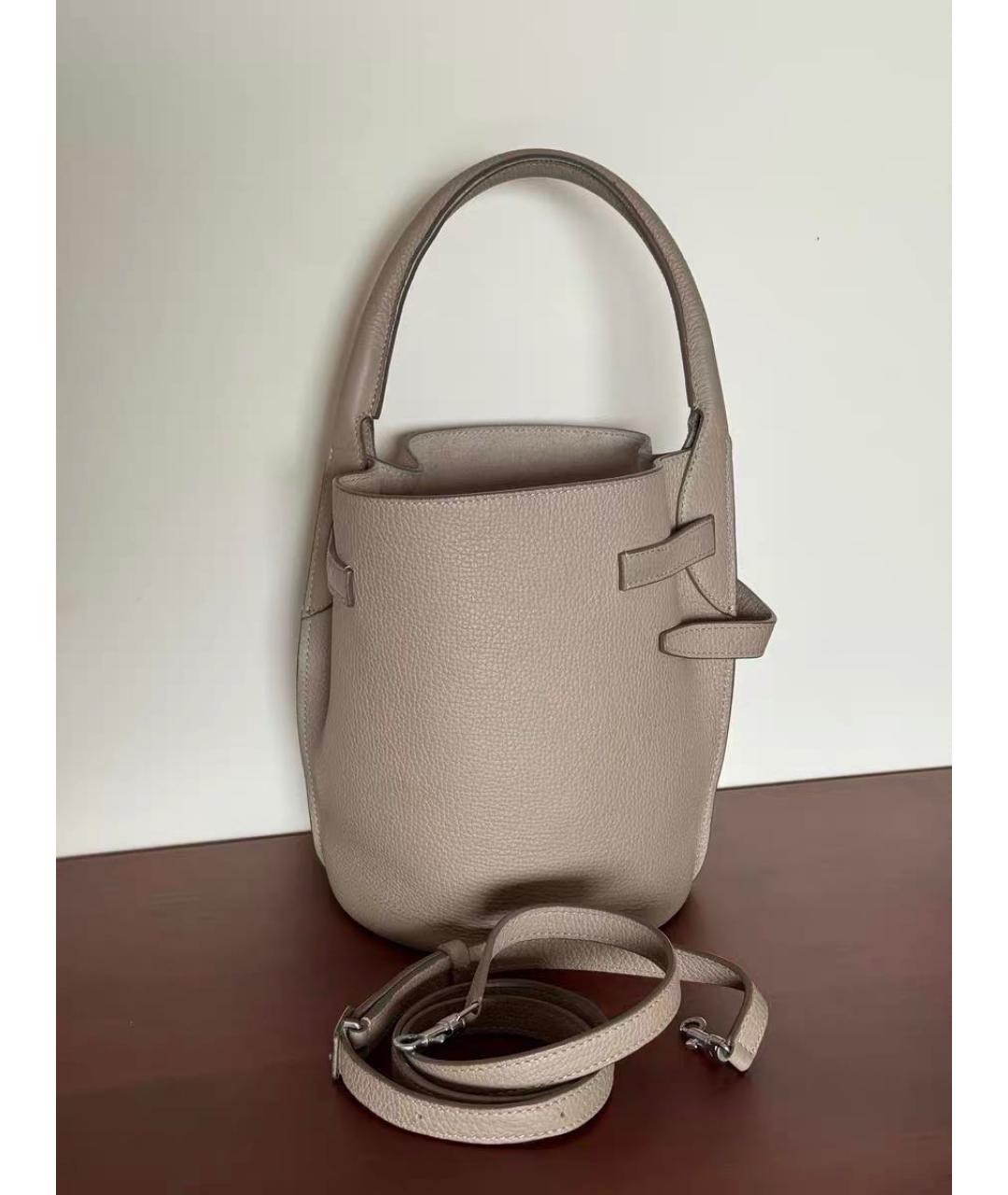 CELINE Бежевая кожаная сумка с короткими ручками, фото 6