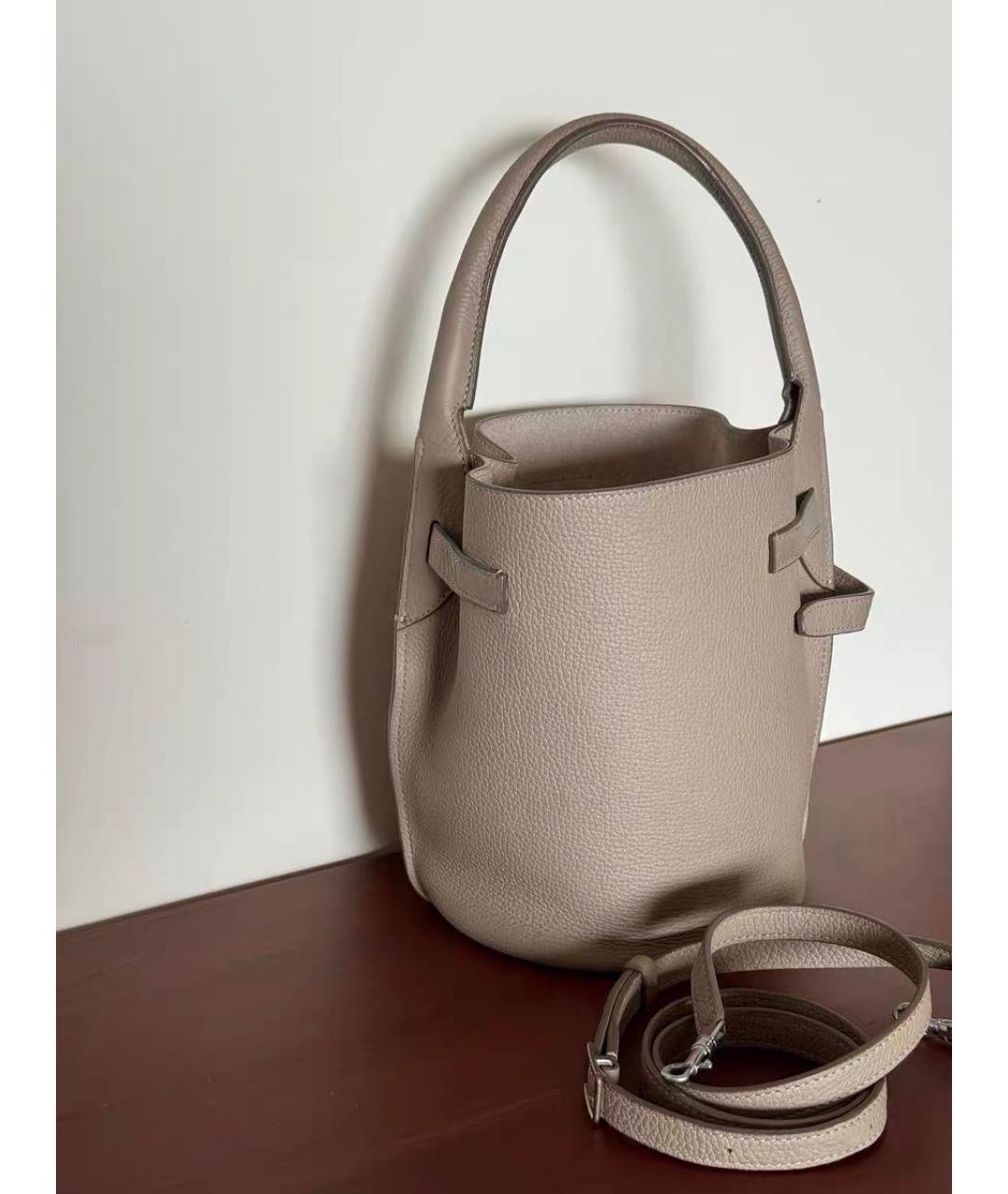 CELINE Бежевая кожаная сумка с короткими ручками, фото 3