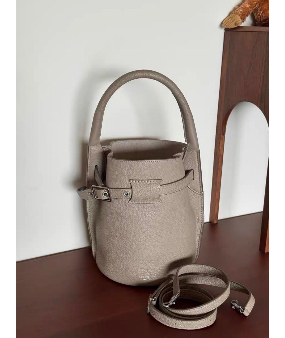 CELINE Бежевая кожаная сумка с короткими ручками, фото 2