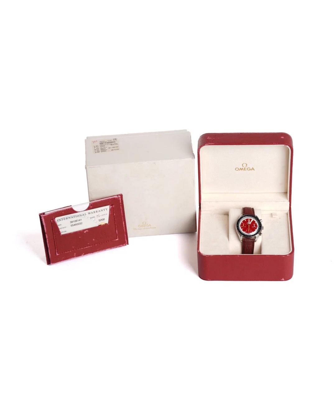 OMEGA Красные стальные часы, фото 2