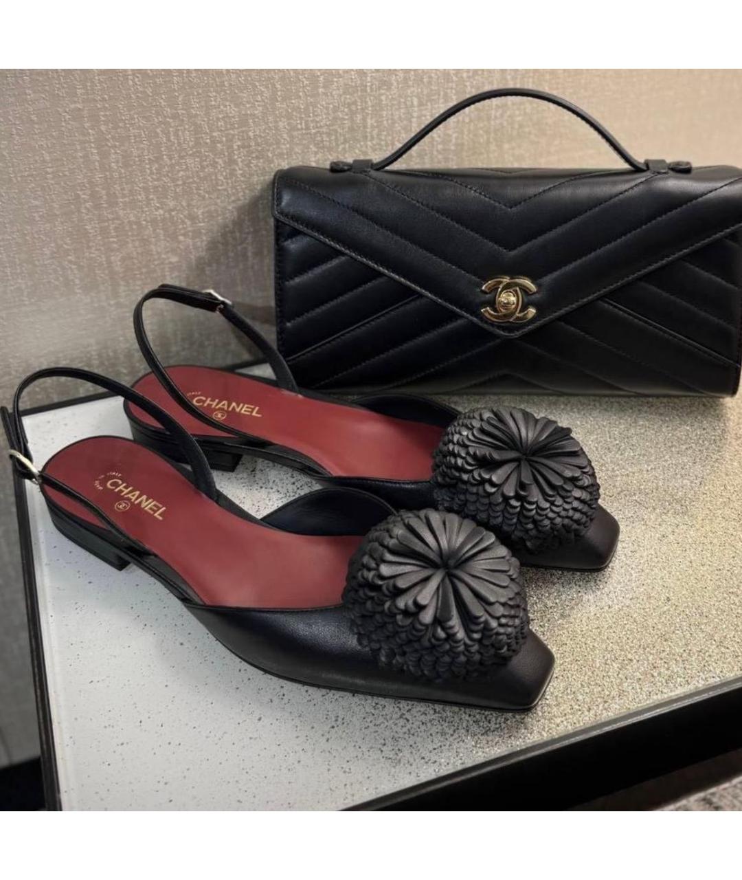 CHANEL Черные кожаные туфли, фото 3