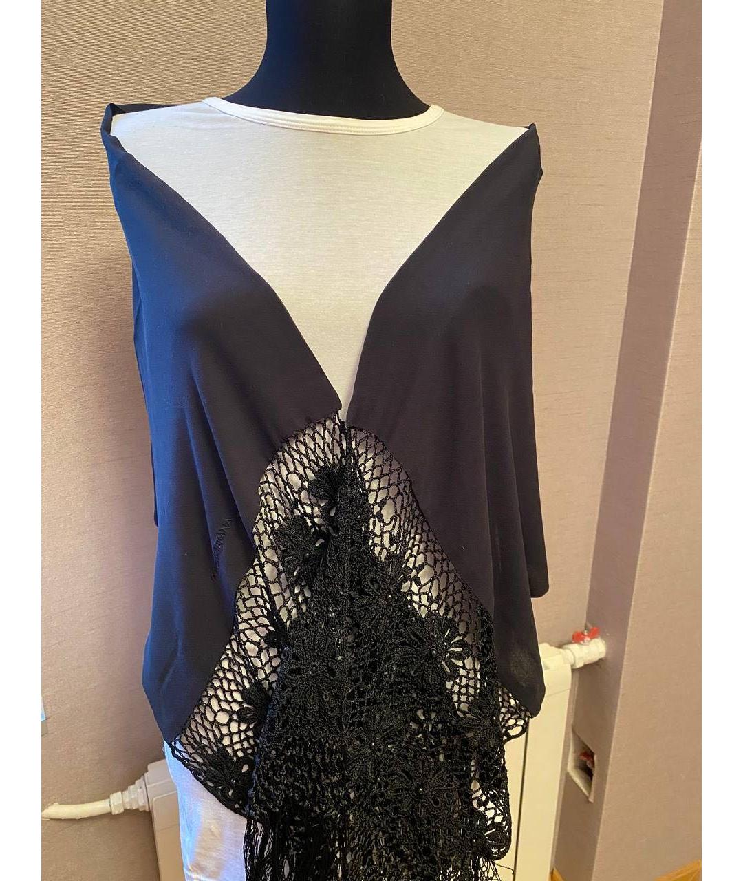 DOLCE&GABBANA Черный шелковый шарф, фото 3