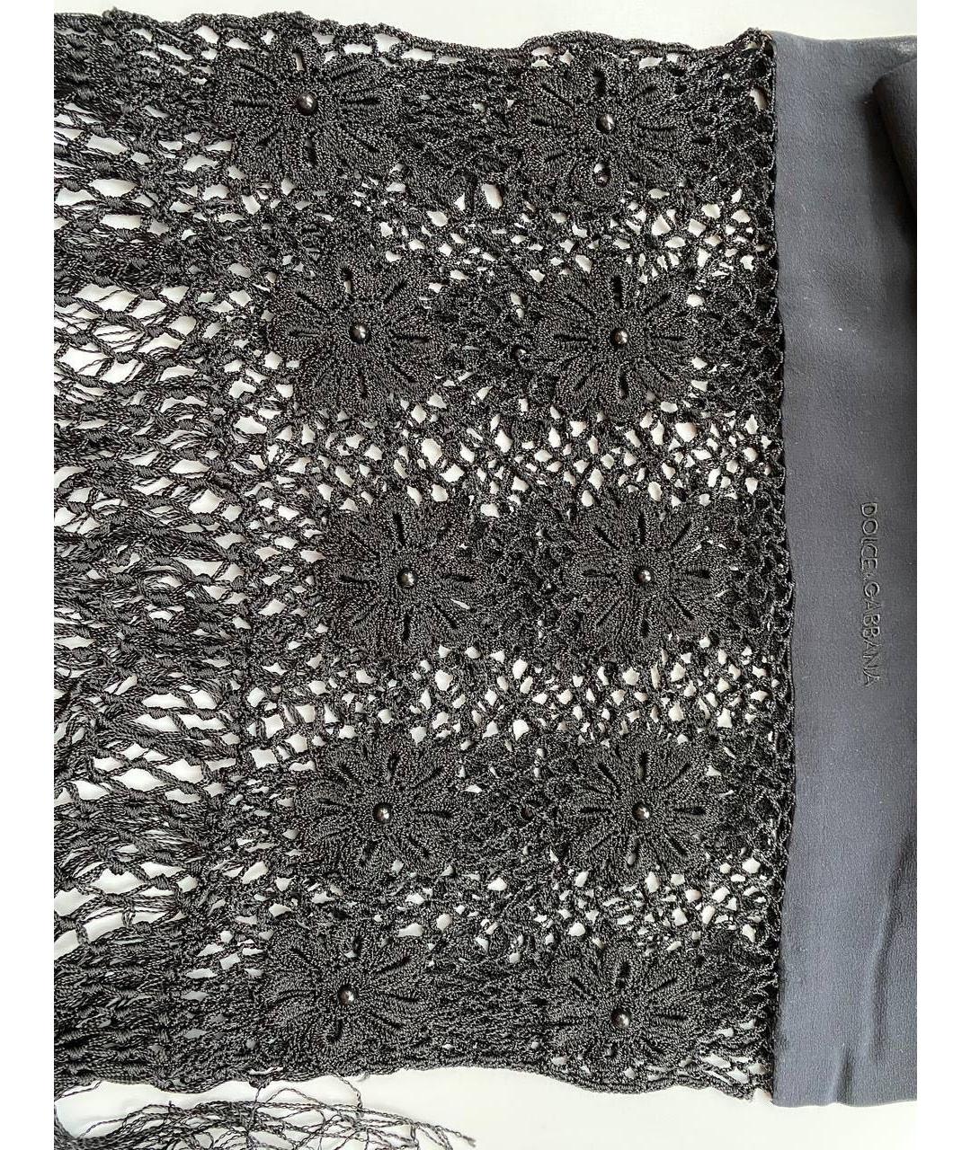 DOLCE&GABBANA Черный шелковый шарф, фото 2