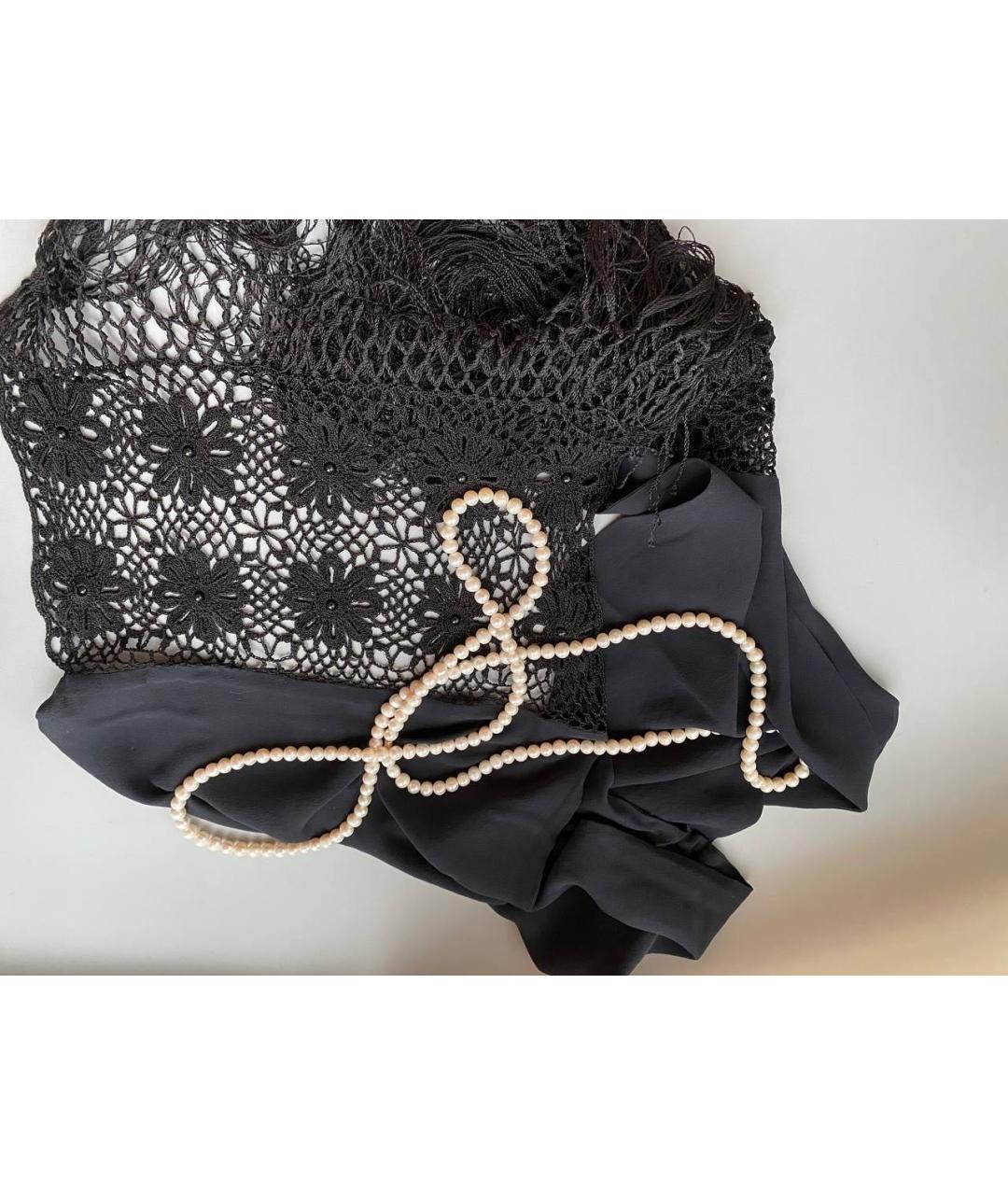 DOLCE&GABBANA Черный шелковый шарф, фото 7