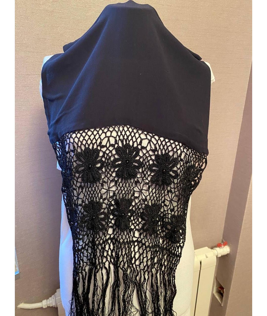 DOLCE&GABBANA Черный шелковый шарф, фото 4