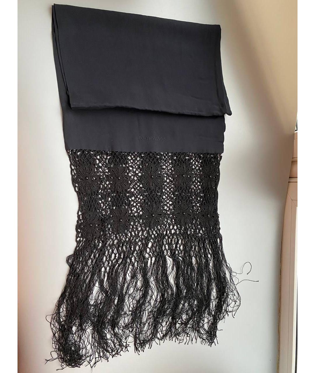 DOLCE&GABBANA Черный шелковый шарф, фото 9