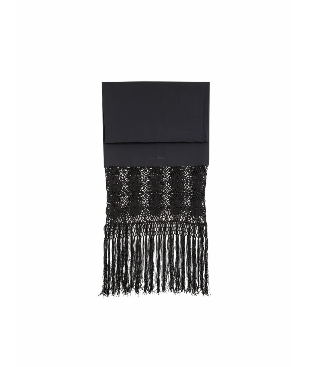 DOLCE&GABBANA Черный шелковый шарф, фото 1