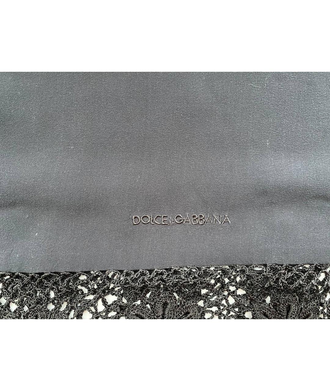 DOLCE&GABBANA Черный шелковый шарф, фото 5