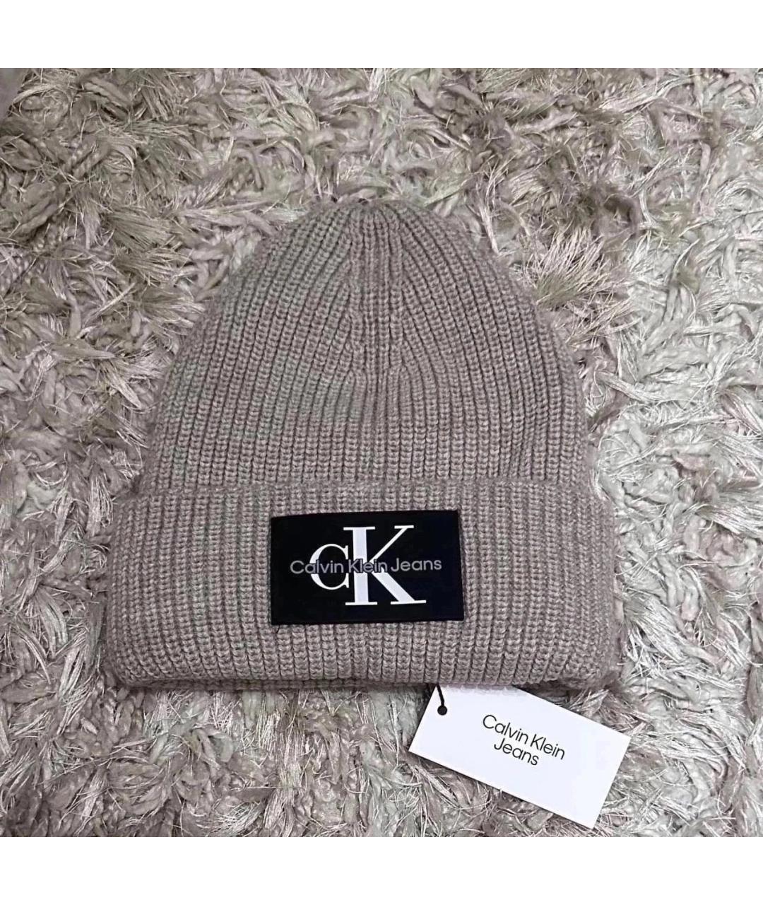 CALVIN KLEIN Бежевая шапка, фото 3