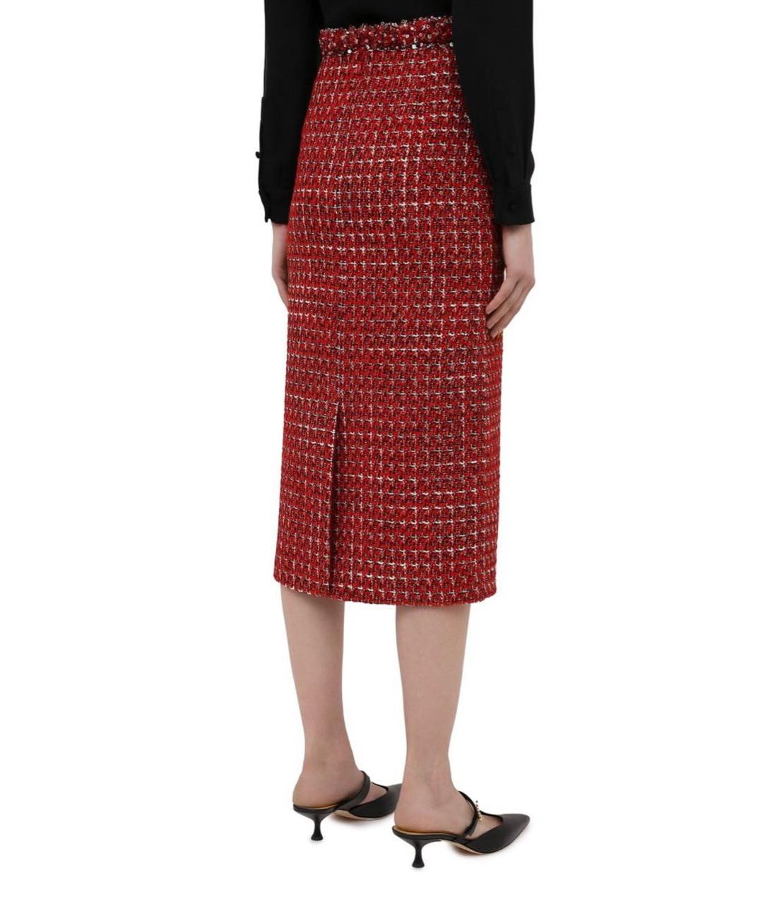 VALENTINO Бордовая твидовая юбка миди, фото 2