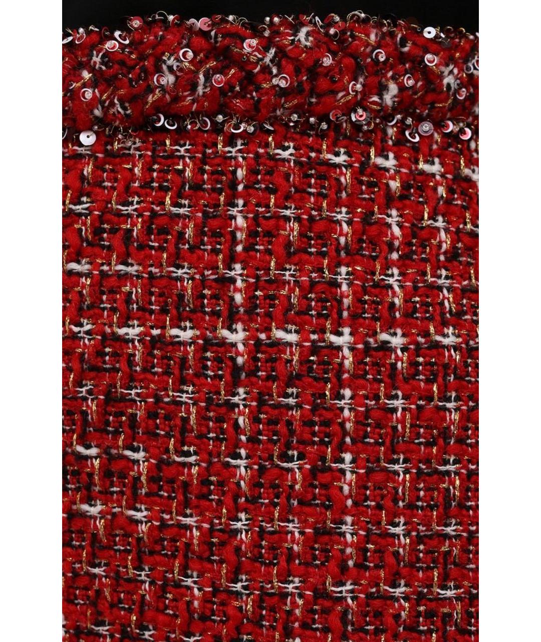 VALENTINO Бордовая твидовая юбка миди, фото 4