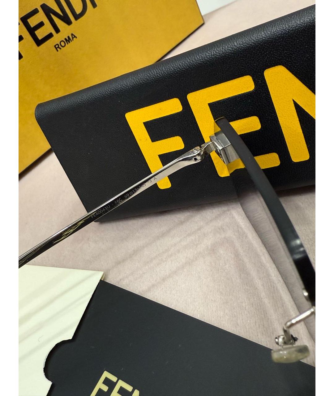 FENDI Серебряные металлические солнцезащитные очки, фото 7