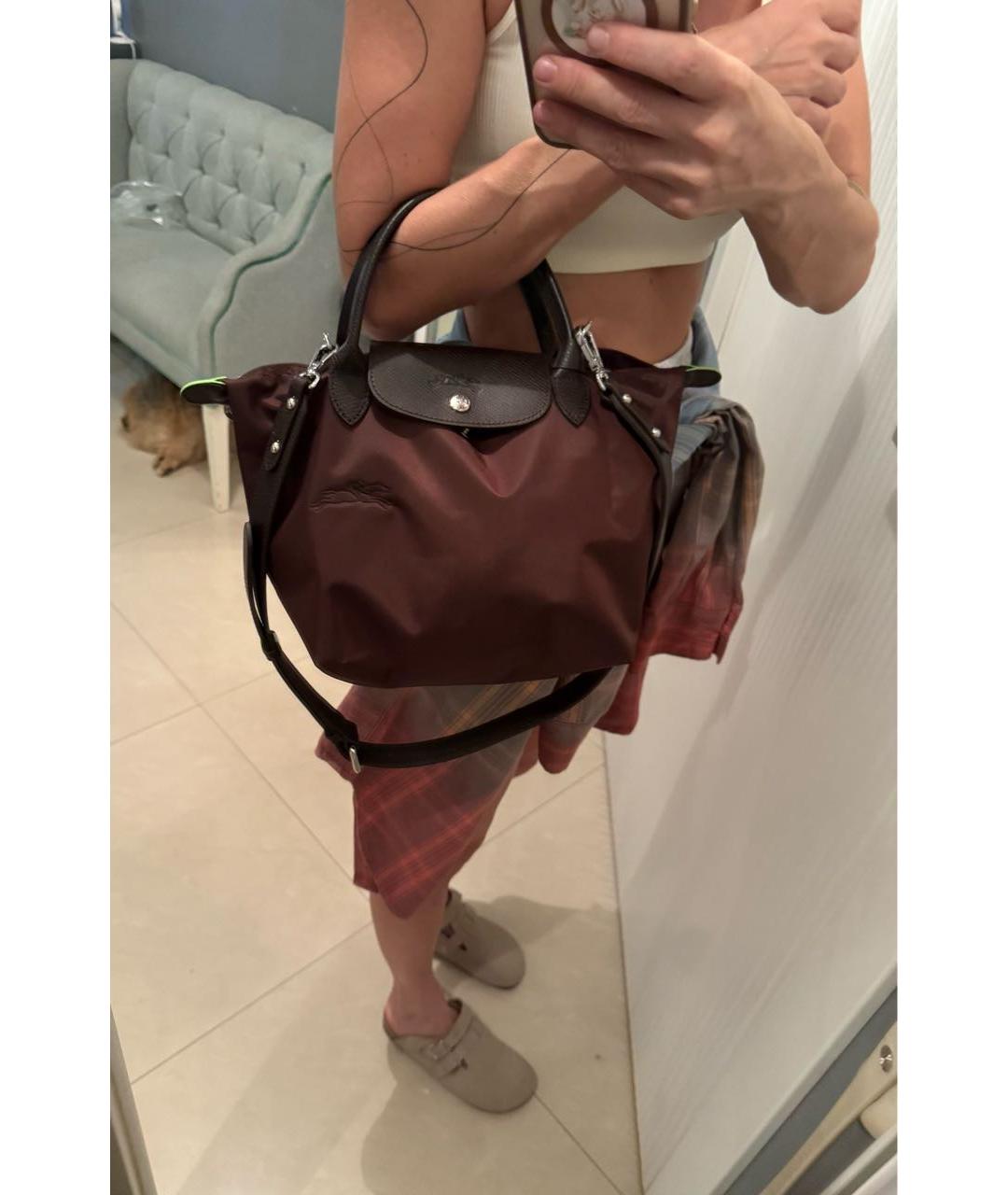 LONGCHAMP Коричневая тканевая сумка через плечо, фото 5