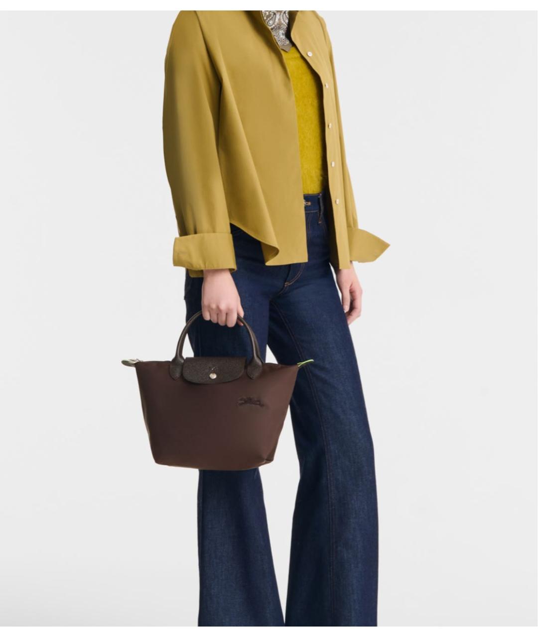 LONGCHAMP Коричневая тканевая сумка через плечо, фото 2