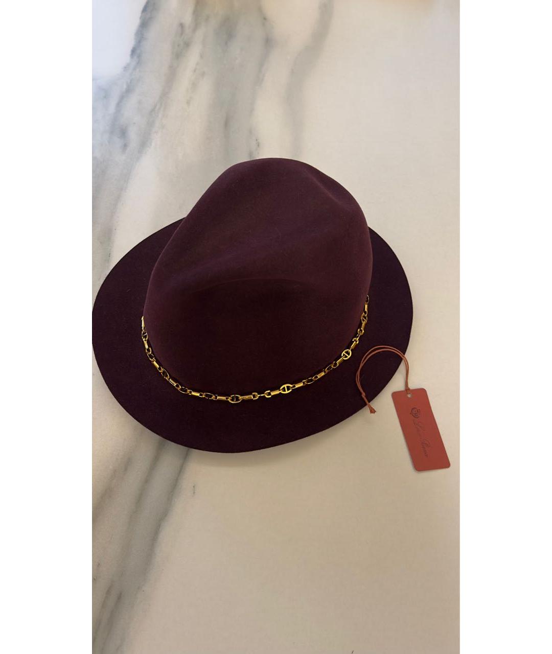 LORO PIANA Бордовая кашемировая шляпа, фото 3