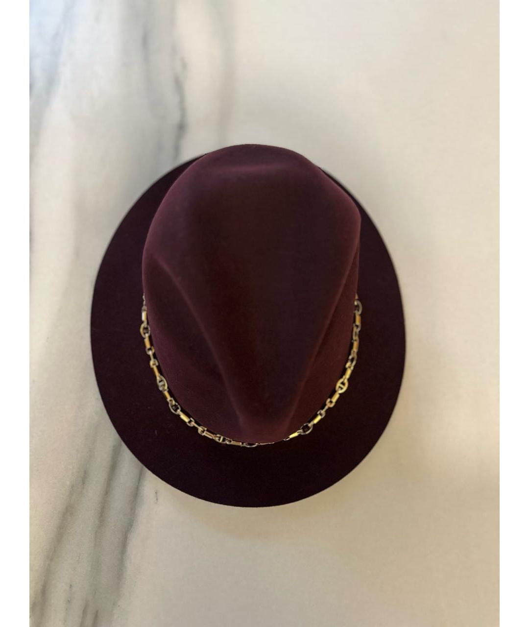 LORO PIANA Бордовая кашемировая шляпа, фото 2
