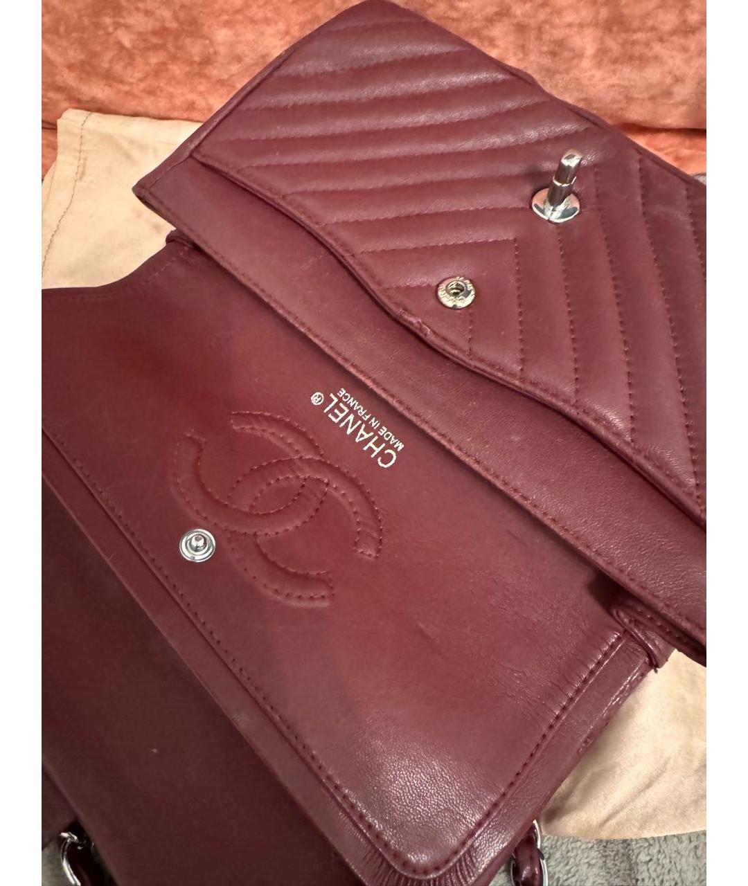 CHANEL Бордовая кожаная сумка через плечо, фото 4
