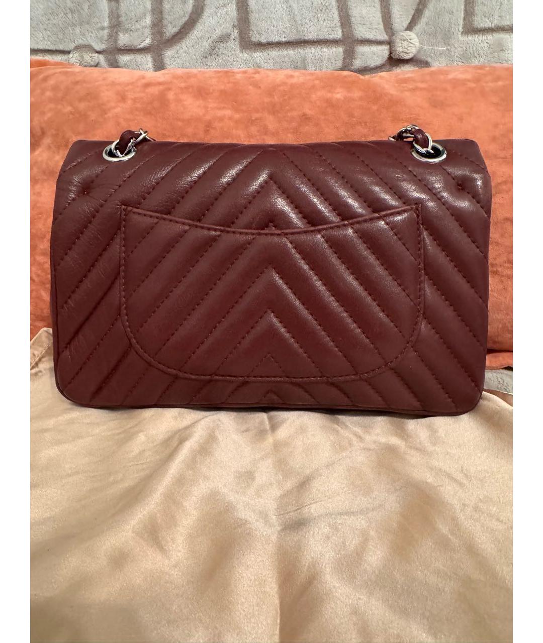 CHANEL Бордовая кожаная сумка через плечо, фото 3