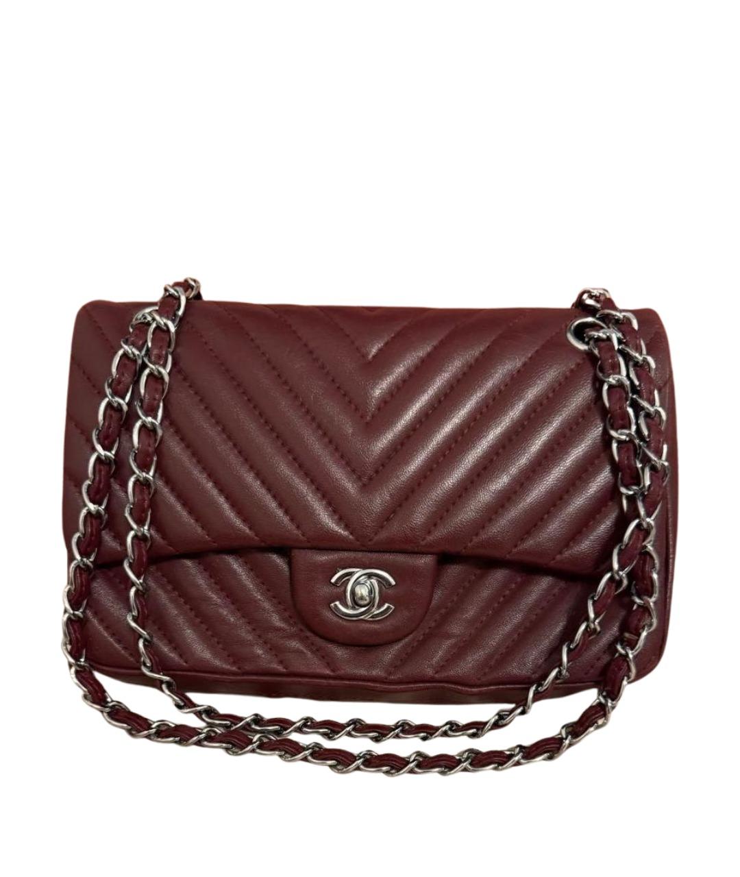 CHANEL Бордовая кожаная сумка через плечо, фото 1