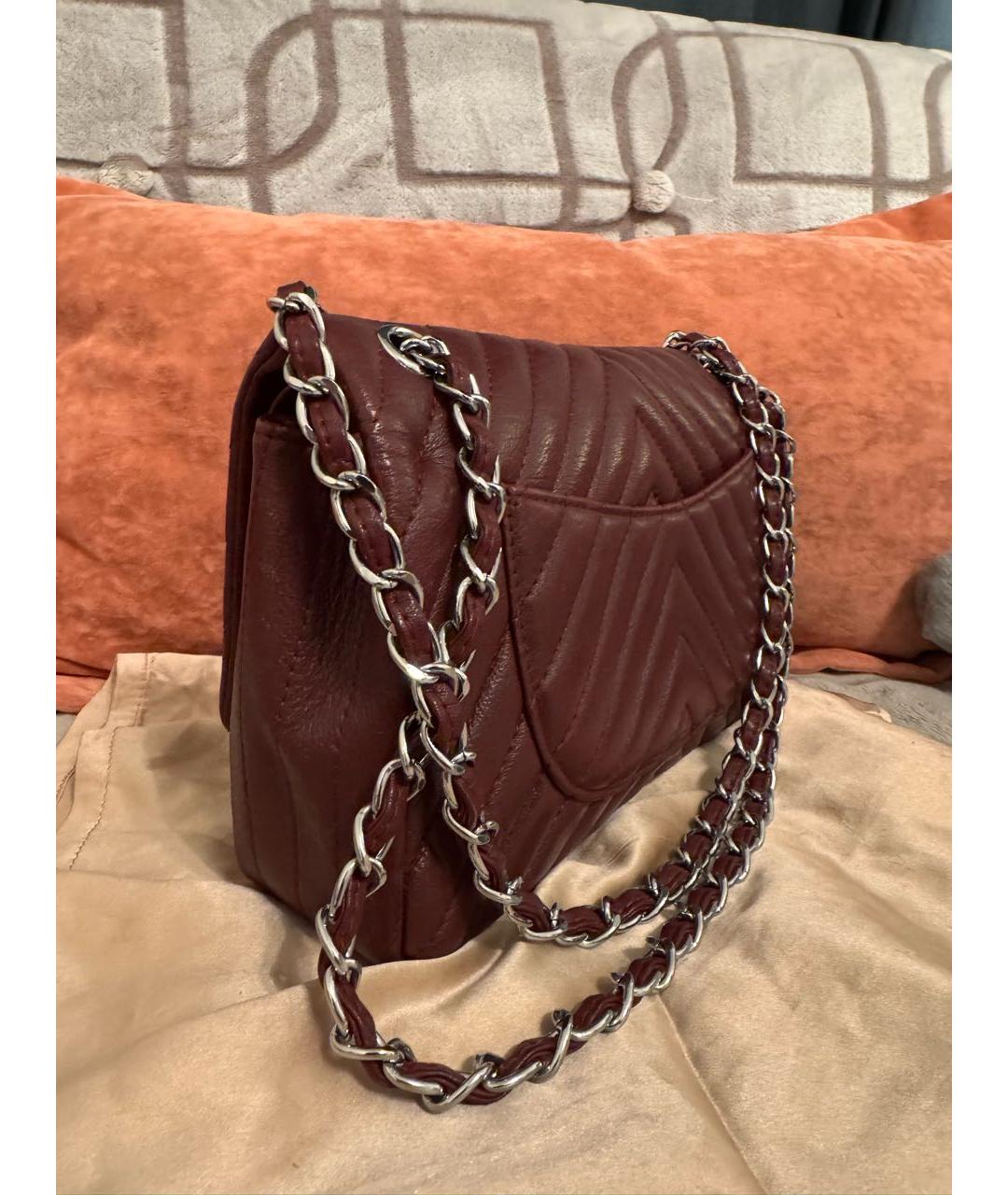 CHANEL Бордовая кожаная сумка через плечо, фото 2