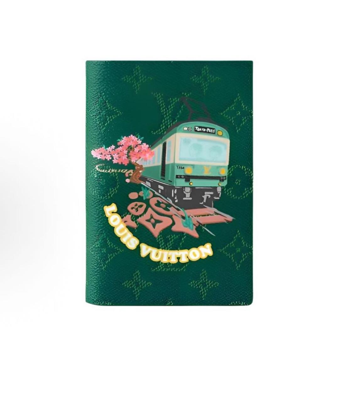 LOUIS VUITTON Зеленый кожаный кошелек, фото 5