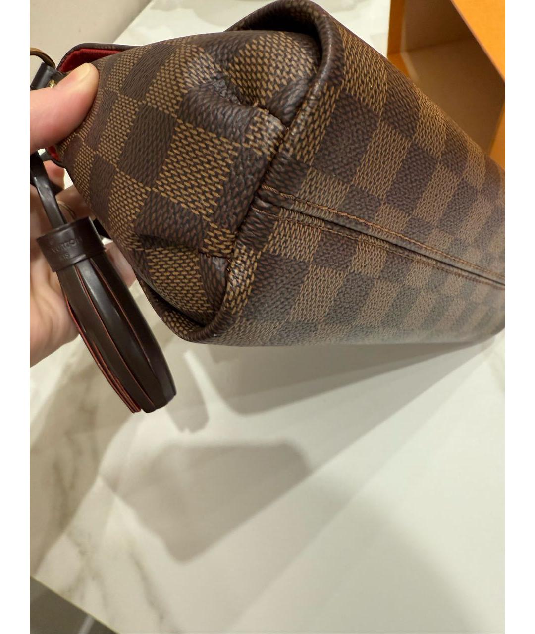 LOUIS VUITTON Коричневая кожаная сумка с короткими ручками, фото 2