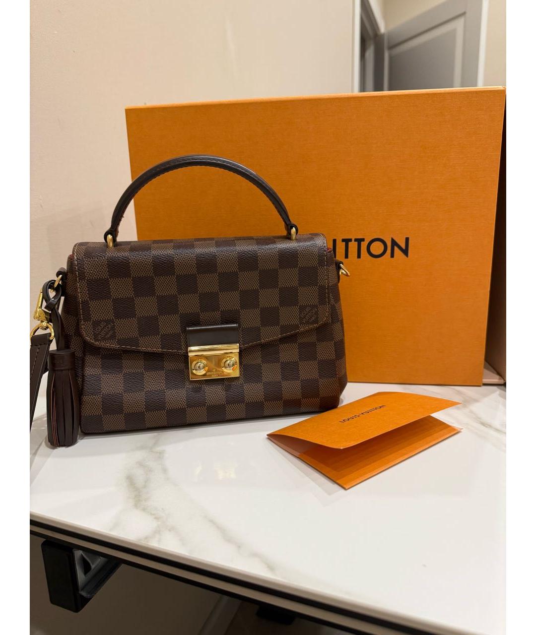 LOUIS VUITTON Коричневая кожаная сумка с короткими ручками, фото 5