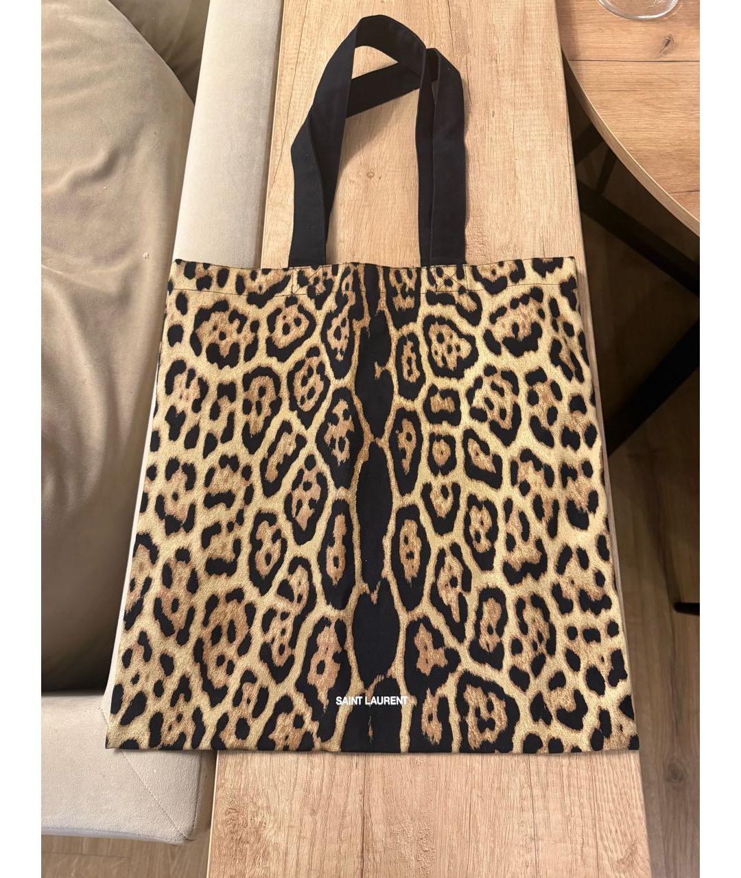 SAINT LAURENT Коричневая тканевая пляжная сумка, фото 7