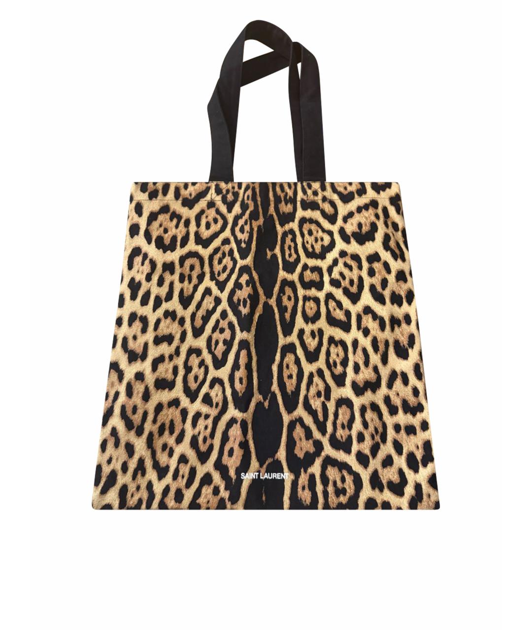 SAINT LAURENT Коричневая тканевая пляжная сумка, фото 1