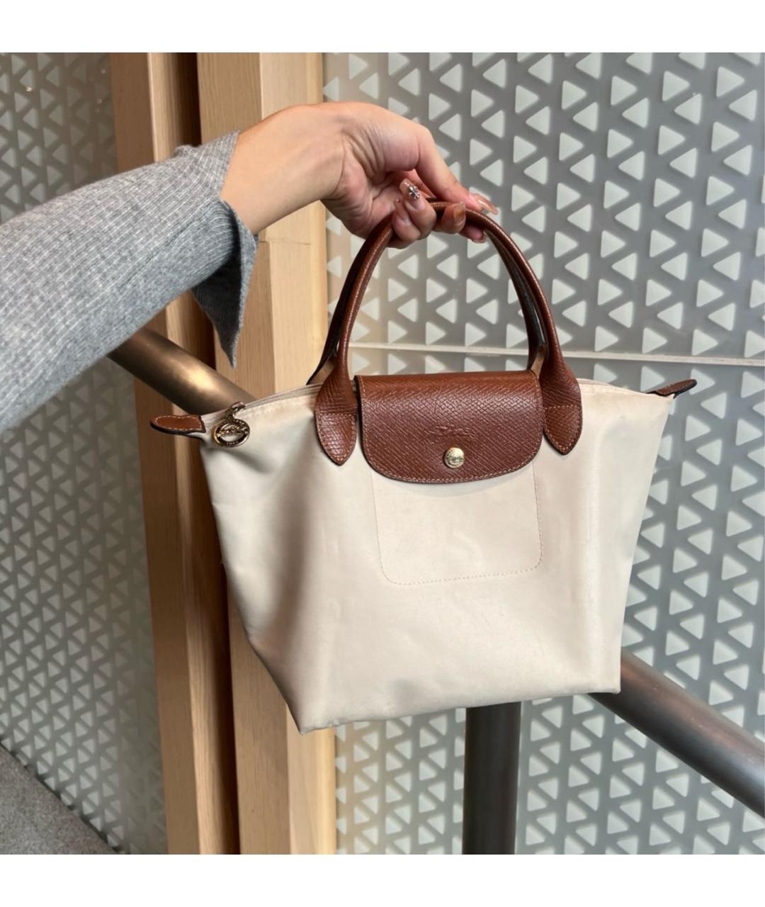 LONGCHAMP Белая тканевая сумка через плечо, фото 3