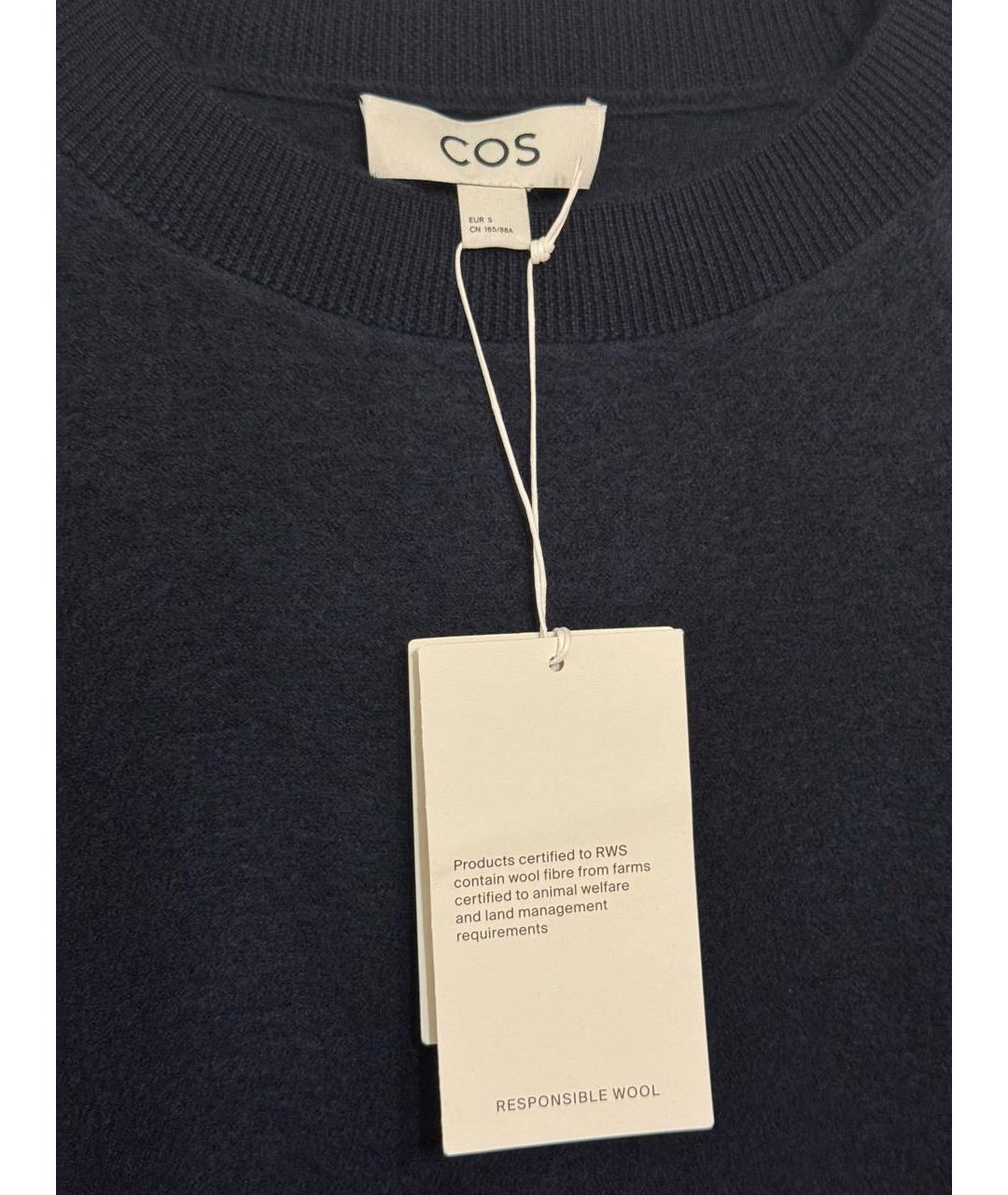 COS Темно-синее шерстяное повседневное платье, фото 4