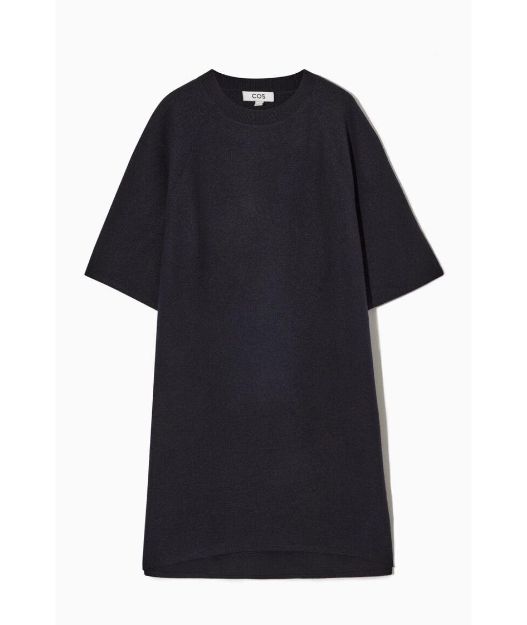 COS Темно-синее шерстяное повседневное платье, фото 9