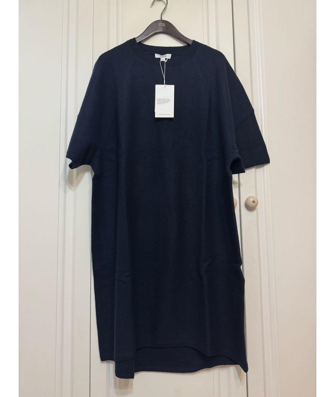COS Темно-синее шерстяное повседневное платье, фото 2