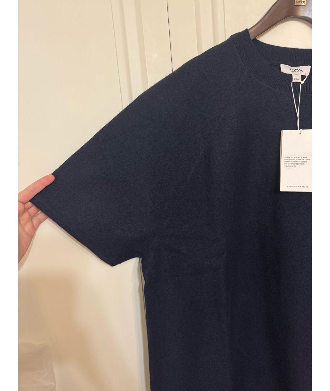 COS Темно-синее шерстяное повседневное платье, фото 7