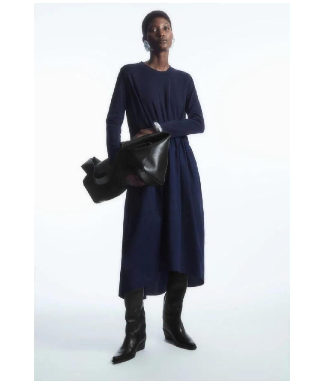 COS Синее хлопковое повседневное платье, фото 2