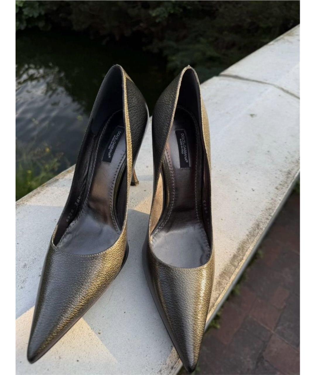 DOLCE&GABBANA Хаки кожаные туфли, фото 2