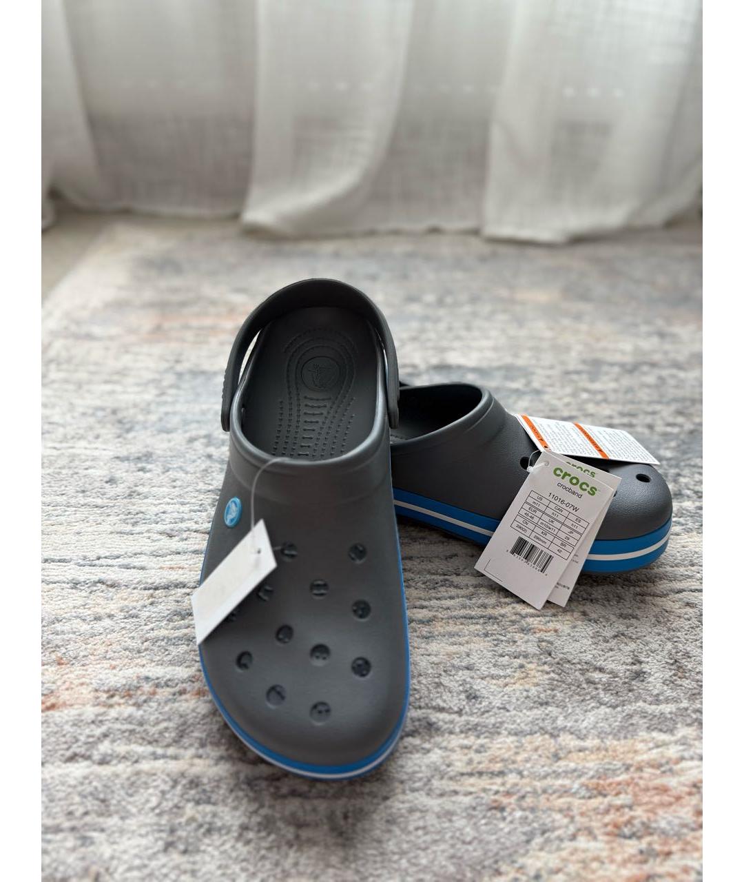 CROCS Антрацитовые резиновые шлепанцы, фото 5