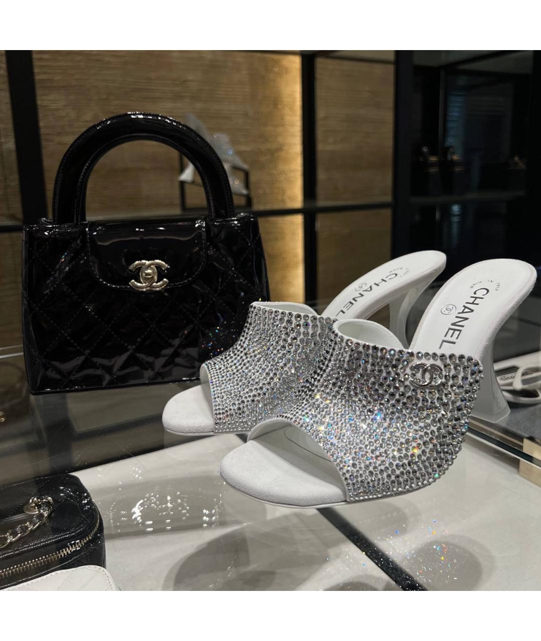 CHANEL Серебряные кожаные мюли, фото 3