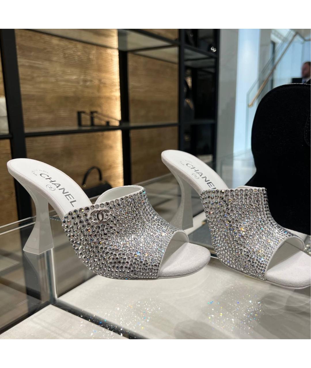 CHANEL Серебряные кожаные мюли, фото 4