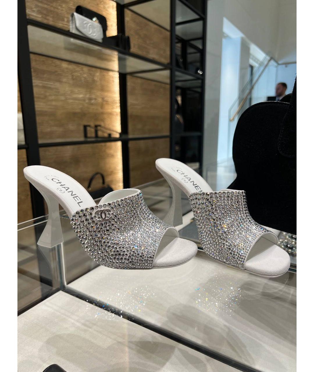 CHANEL Серебряные кожаные мюли, фото 8