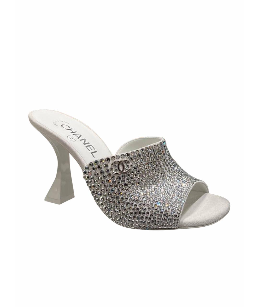 CHANEL Серебряные кожаные мюли, фото 1
