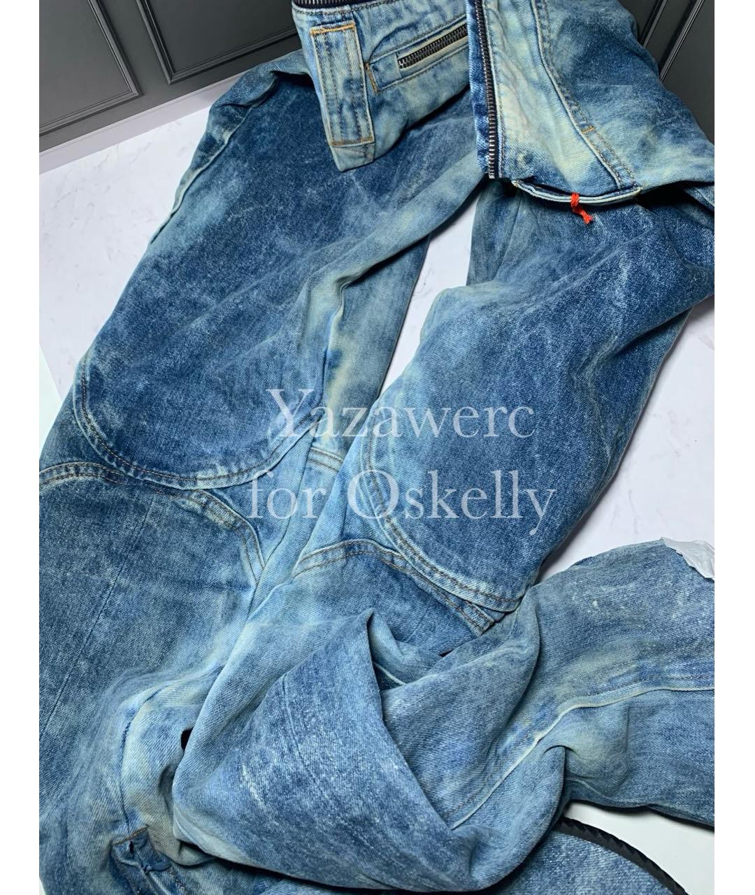 DIESEL Голубые хлопковые прямые джинсы, фото 6